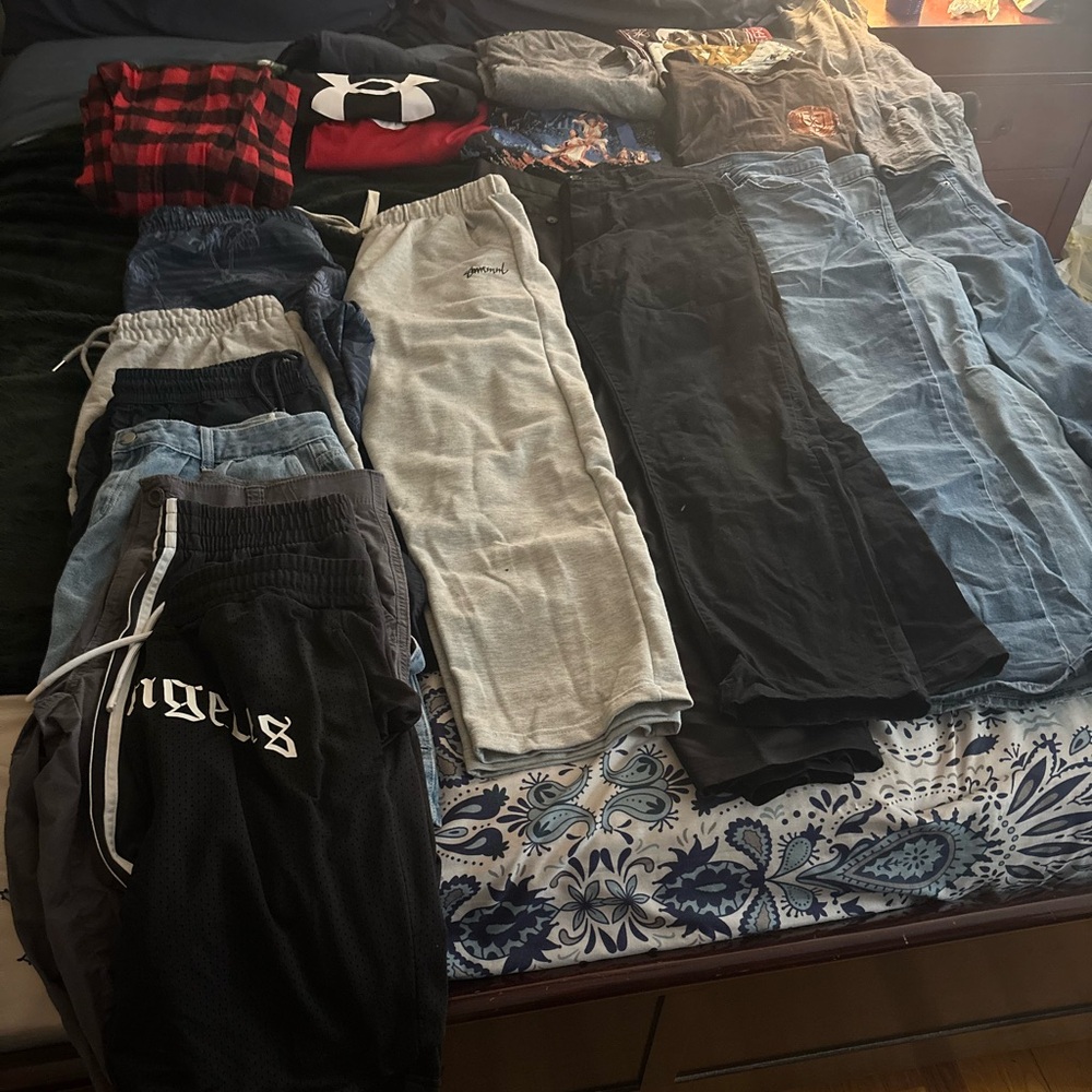 Mixed Men's Pants & Sweatshorts Bundle - Black, Gray, Blue